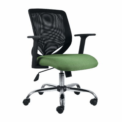 BM 7050 C silla operativa, respaldo en malla color negro, brazos y base cromada